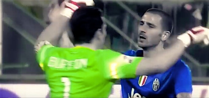 Italienische Nationalmannschaft - Defensivspezialisten Buffon und Bonucci. (Screenshot:YouTube/Mathews Football)